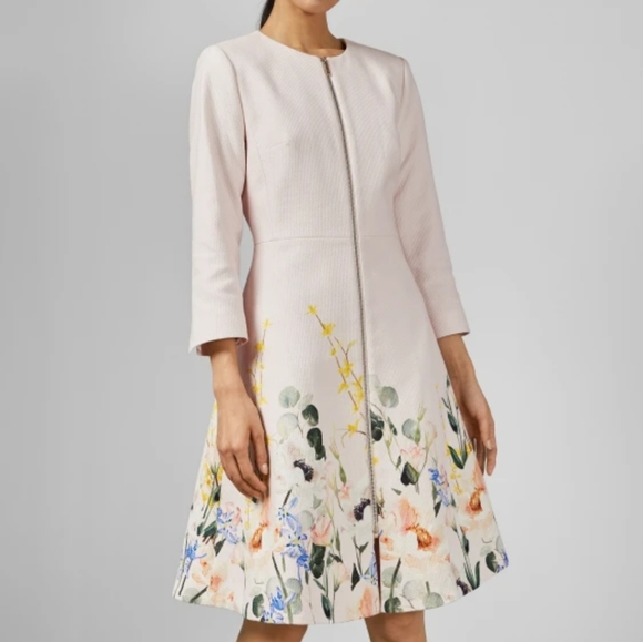 🍒NWT🍒 TED BAKER PALE PINK TEXTURED DRESS COAT - Picture 4 of 10